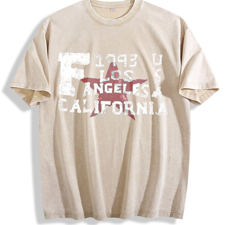 Los Angeles California 1993 Tank Vintage Washed T-Shirt in Beige
