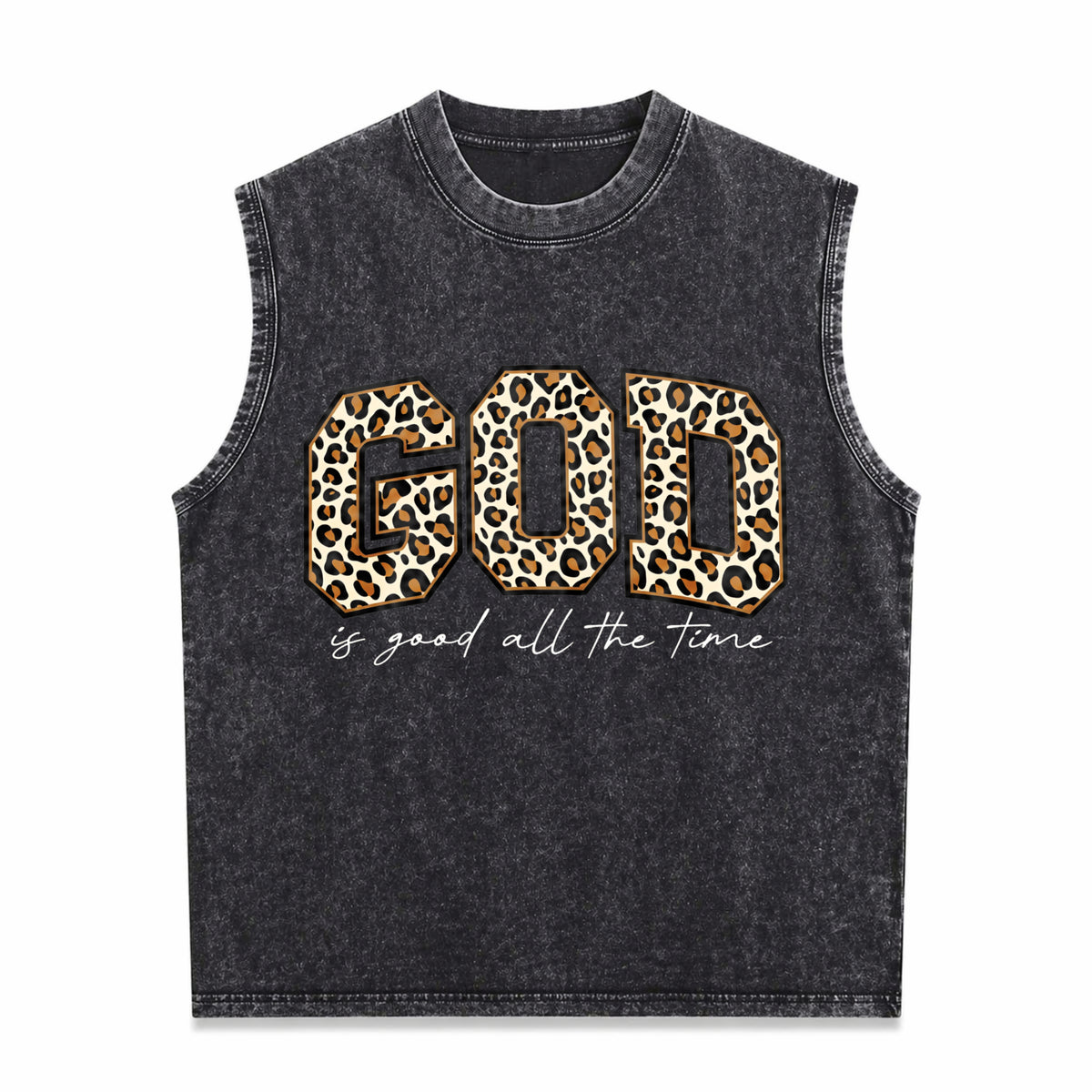Leopard GOD Good Time Vintage Washed Tank Top in Black
