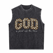 Leopard GOD Good Time Vintage Washed Tank Top in Black