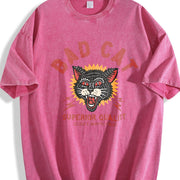 BAD CAT Vintage Washed T-Shirt in Red