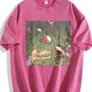 Passed Out Party Doll Vintage Washed T-Shirt in Red