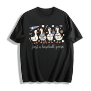 Just a Baseball Goose Cotton T-Shirt in Black