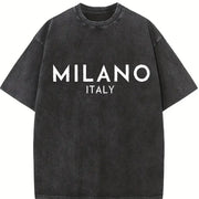 Milano Italia Vintage Washed T-Shirt in Black