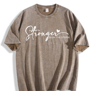 Encouragement Motivational Stronger Than the Storm Vintage Washed T-Shirt in Brown