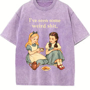 Storybook Dark Humor Alice Illustration Vintage Washed T-Shirt in Purple