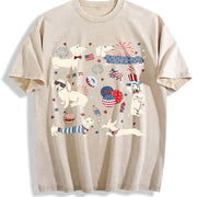 4th of July Dachshund Doodle Vintage Washed T-Shirt in Beige