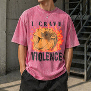 I Crave Violence Hippo Vintage Washed T-Shirt in Red