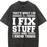I Fix Stuff 1 Pcs Heavy Vintage Washed T-Shirt in Black