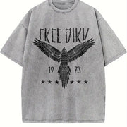 Free Bird Boho Eagle Thunderbird Retro Music Inspired For vintage washed oversized T-shirt in Gray