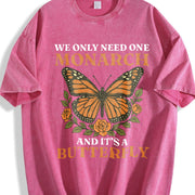 We Only Need Monarch I Want Vintage Washed T-Shirt in Red