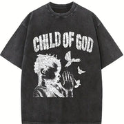 Child of God Praying Dove Sleeveless Tank Vintage Washed T-Shirt in Black
