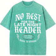 No Rest for the Late Night Reader vintage washed oversized T-shirt in Blue