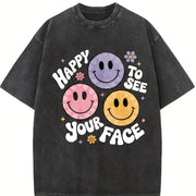 Teacher Happy to See Your Face Vintage Washed T-Shirt in Black