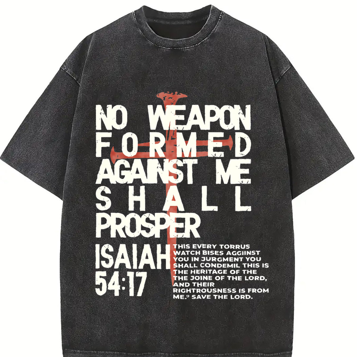 No Weapon Christian Jesus Easter vintage washed oversized T-shirt in Black