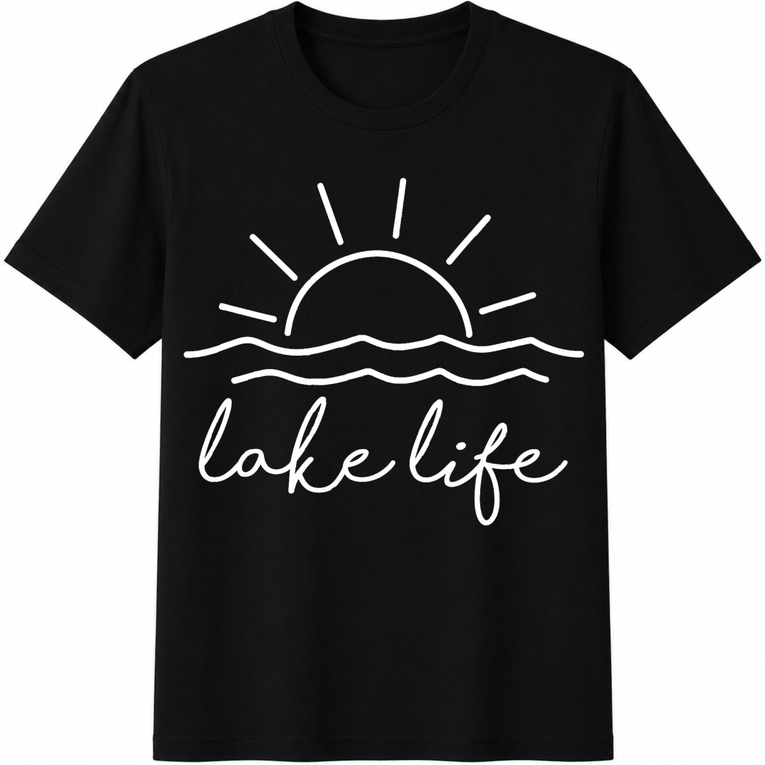 Lake Life Lake Vibes Cotton T-Shirt in Black
