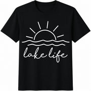 Lake Life Lake Vibes Cotton T-Shirt in Black