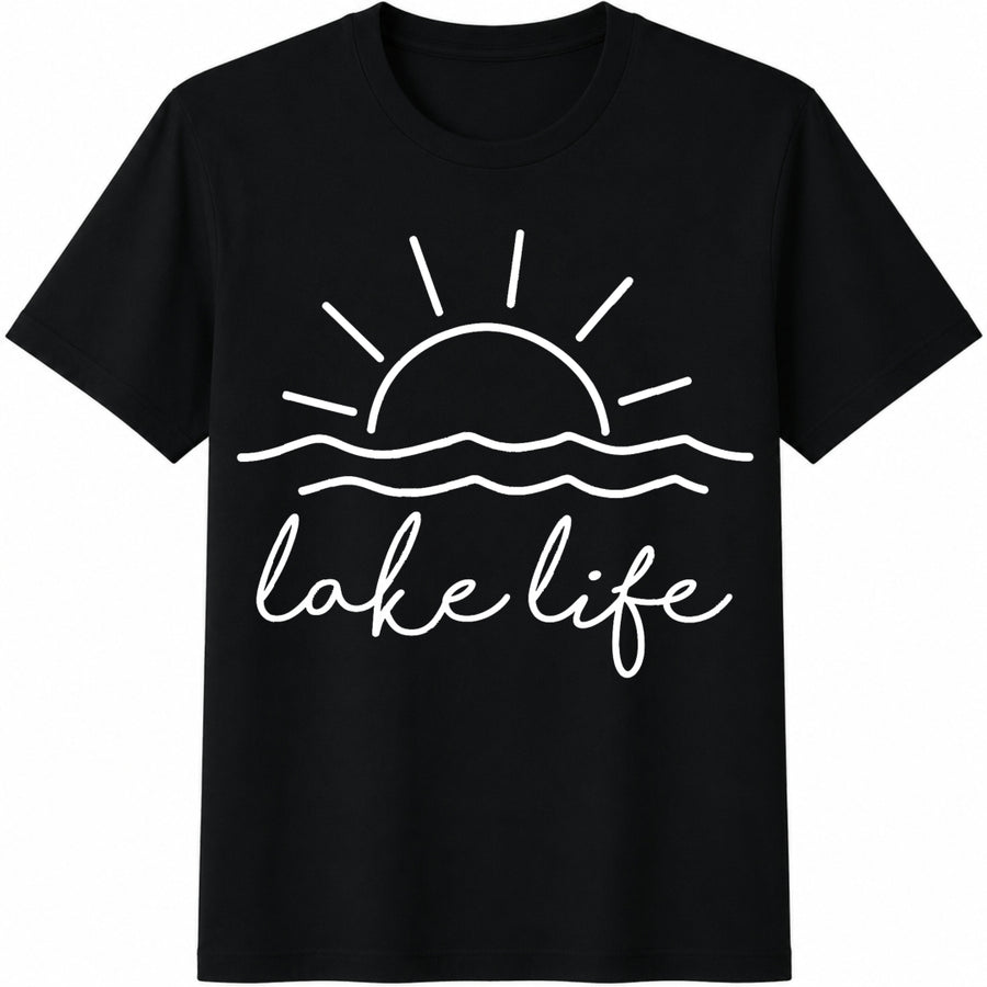 Lake Life Lake Vibes Cotton T-Shirt in Black