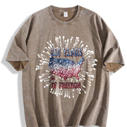 250 Years of Freedom Fireworks USA Vintage Washed T-Shirt in Brown