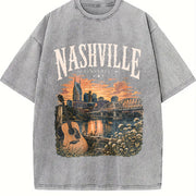 Nashville Tennessee Vintage Washed T-Shirt in Gray