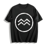 Zodiac Symbol Astrology Horoscope Birthday All Star Signs Cotton T-Shirt in Black