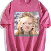 Shocked Blonde Glam Doll Vintage Washed T-Shirt in Red