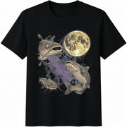 Catfish Moon 90s Fisherman Outdoors Lover Cotton T-Shirt in Black