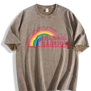 Take a Look It's in a Book Reading Rainbow vintage washed oversized T-shirt in Brown