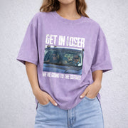 Get In Loser We're Going To The Cottage vintage washed oversized T-shirt in Purple