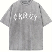 1 Pcs Heavy Adorable Vintage Washed T-Shirt in Gray