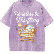 I'd Rather Be Thrifting vintage washed oversized T-shirt in Purple