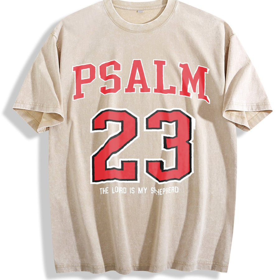 PSALM 23 Christian Gifts And t-shir vintage washed oversized T-shirt in Beige