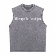 Allergic to Pendejos Latin Spanish Slang Sarcastic Vintage Washed Tank Top in Gray