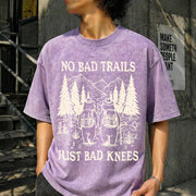 No Bad Trails Just Bad Knees Vintage Washed T-Shirt in Purple