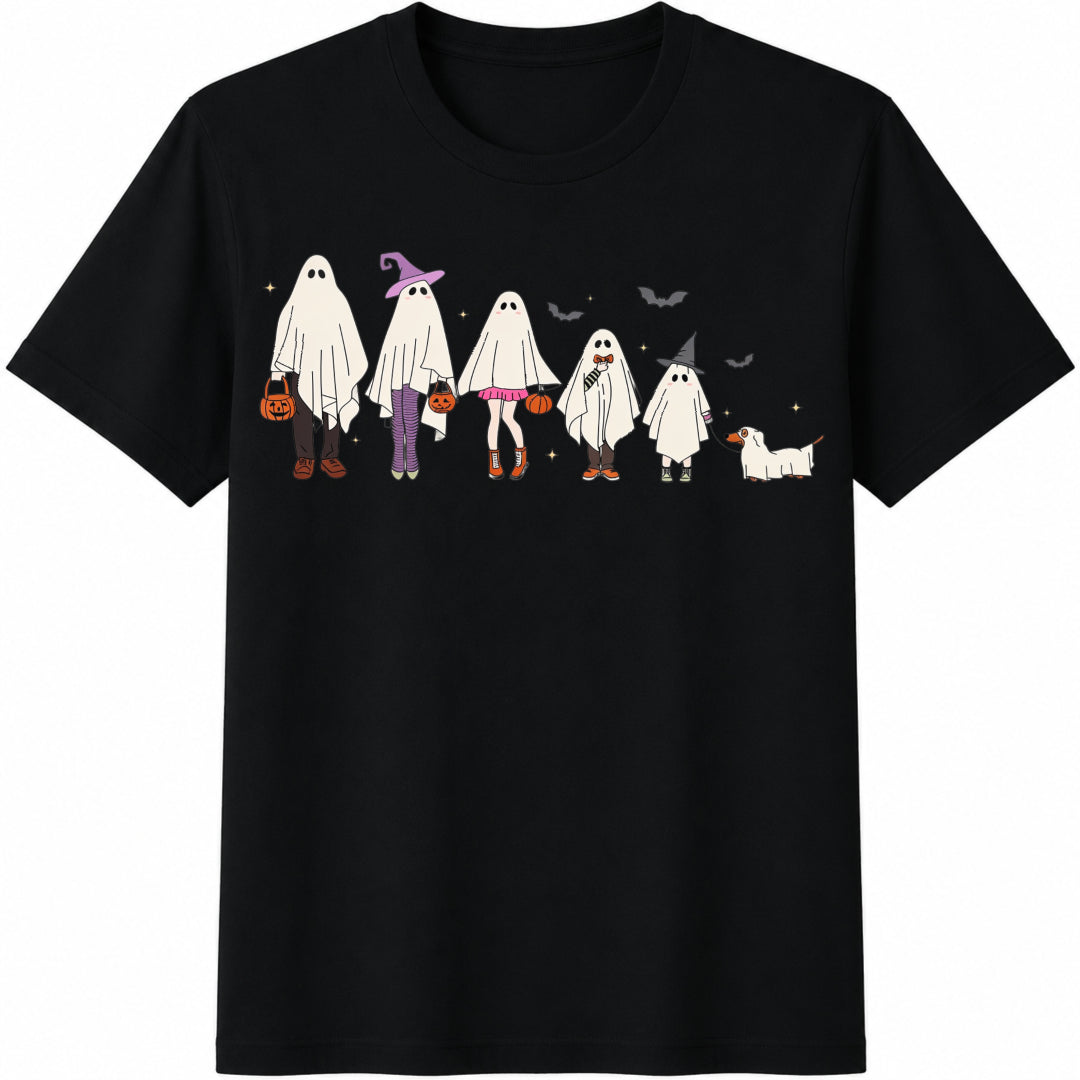 Ghost Family Boo Crew Cotton T-Shirt in Black