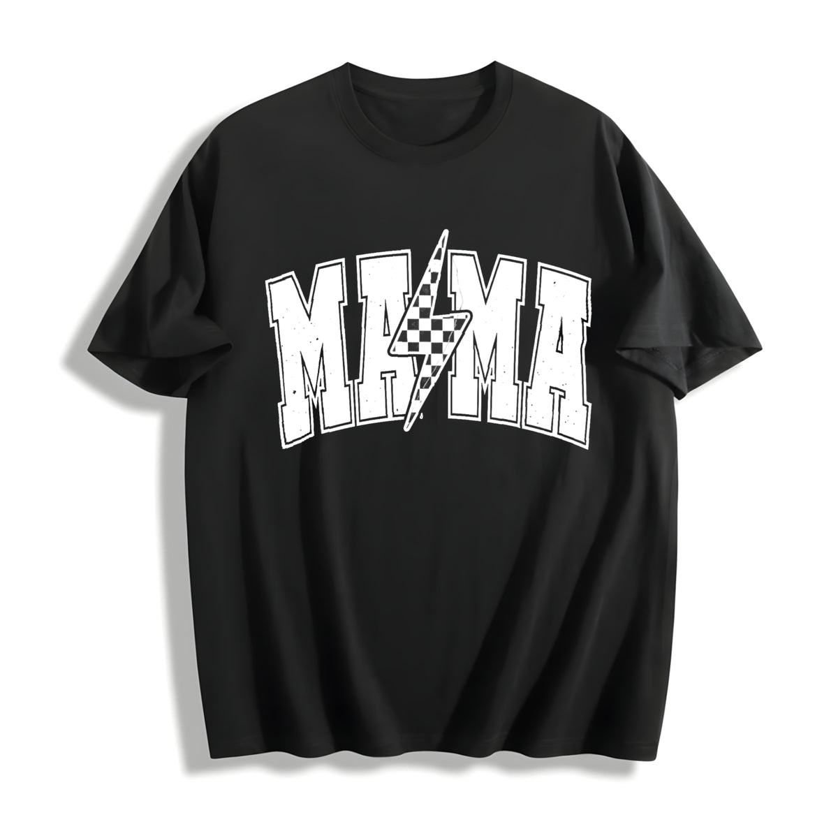 Mama Lightning Bolt Cotton T-Shirt in Black