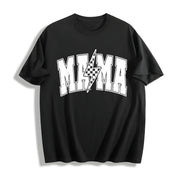 Mama Lightning Bolt Cotton T-Shirt in Black