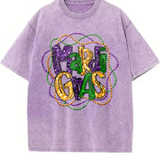 Mardi Gras Sporty Luokeren Approved Vintage Washed T-Shirt in Purple