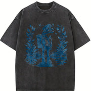 90s Tattoo Frog Mail Man Vintage Washed T-Shirt in Black