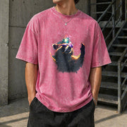Cosmic Raccoon Vintage Washed T-Shirt in Red
