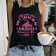 Patriotic 1776 Dont Tread on Me Snake Back Women's Color Cotton Tank Top in Black