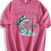 Saltwater Fishing Tank Vintage Washed T-Shirt in Red