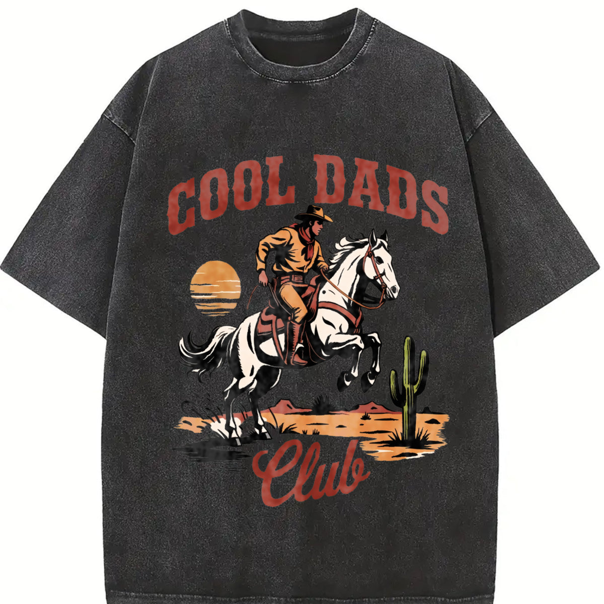 Popular Retro Dads Club Vintage Washed T-Shirt in Black