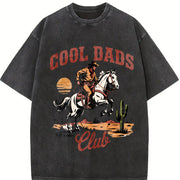 Popular Retro Dads Club Vintage Washed T-Shirt in Black