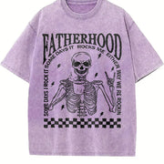 Fatherhood Skeleton Dad Vintage Washed T-Shirt in Purple