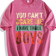 You Can't Scare Me I Have Three Boys Vintage Washed T-Shirt in Red