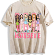 Katseye Music Ka.tseye Beautiful Chaos Vintage Washed T-Shirt in Beige