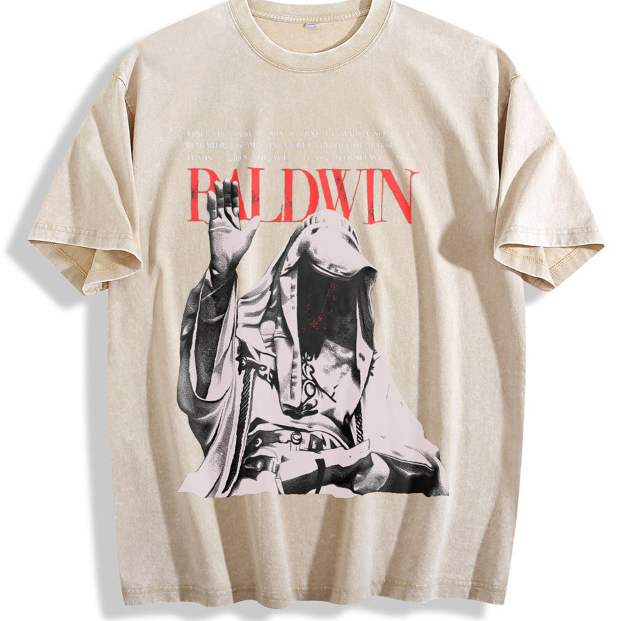 Baldwin IV The Leper King – Cross Faithcore vintage washed oversized T-shirt in Beige