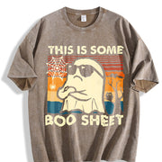 This Is Some Boo Sheet Ghost vintage washed oversized T-shirt in Brown