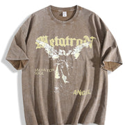 Metatron Angel Salvation Soul Grunge Vintage Washed T-Shirt in Brown