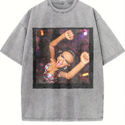 Party Doll Dancing Vintage Washed T-Shirt in Gray